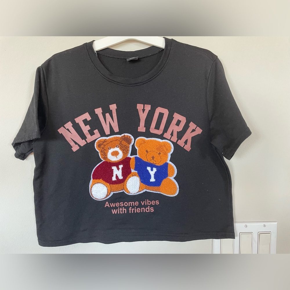 S.Christina New York Women T- Shirt Two Bears Black Size L/XL